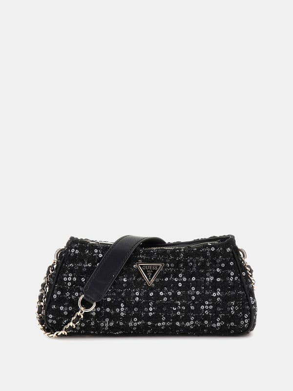 Käsilaukku GUESS Sequin Tweed Crossbody Bag Musta | HWBB8748160
