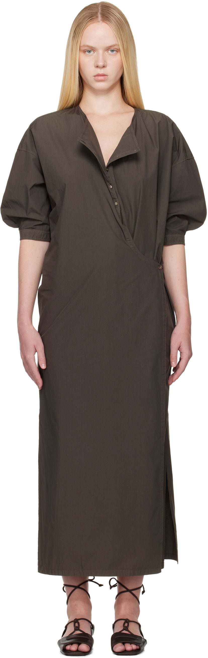 Mekko LEMAIRE Lemaire Short Sleeve Twisted Midi Dress Vihreä | DR1100 LF1356