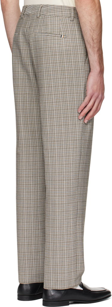 Housut BOSS BOSS Relaxed-Fit Checked Stretch Trousers Ruskea | 50546061, 2