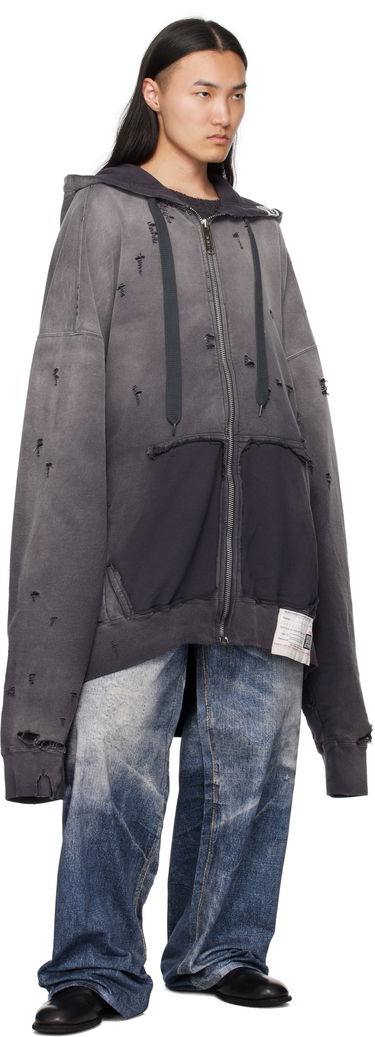 Huppari Maison MIHARA YASUHIRO Maison MIHARA YASUHIRO Sun Faded Distressed Zip Hoodie Harmaa | A14PK531, 3