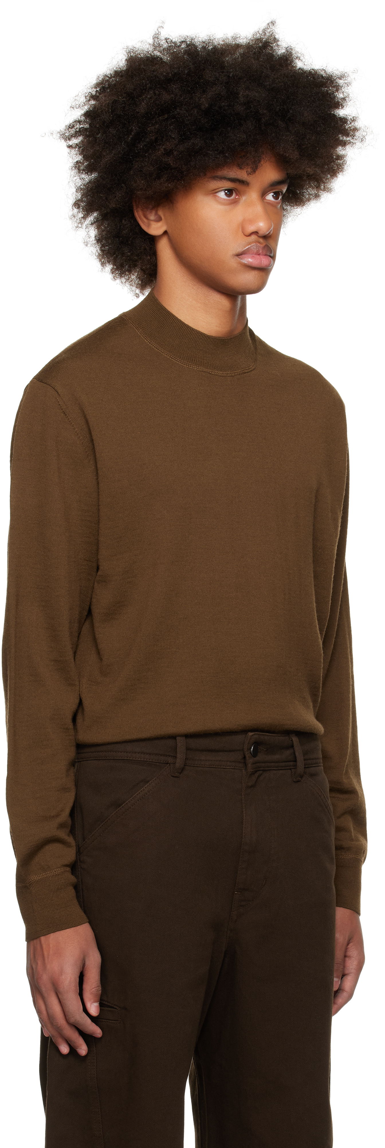 Villapaita LEMAIRE Mock Neck Sweater Ruskea | TO1321 LK087, 1