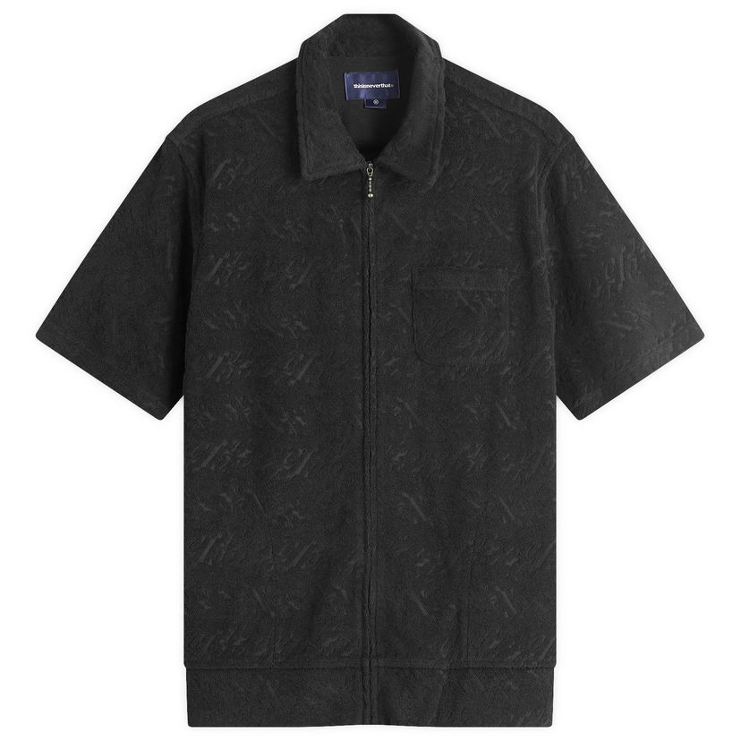 Paita thisisneverthat Thisisneverthat Terry Shortsleeve Zip Shirt Musta | TN251WSHTS03-BLK
