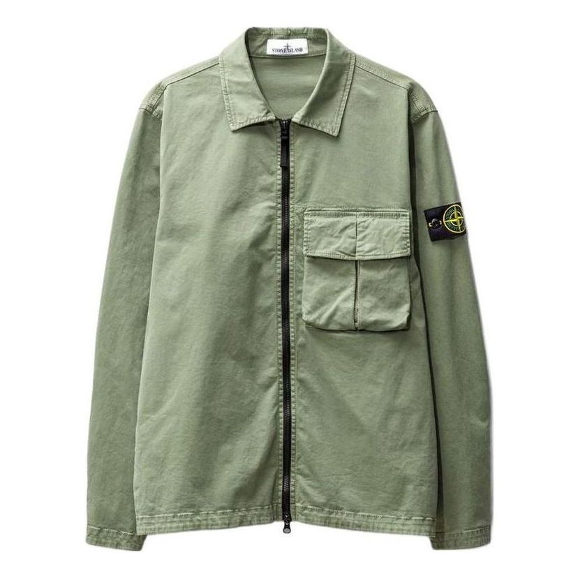 Paita Stone Island Compass-Patch Zipped Shirt Jacket Vihreä | 781510304-V0155