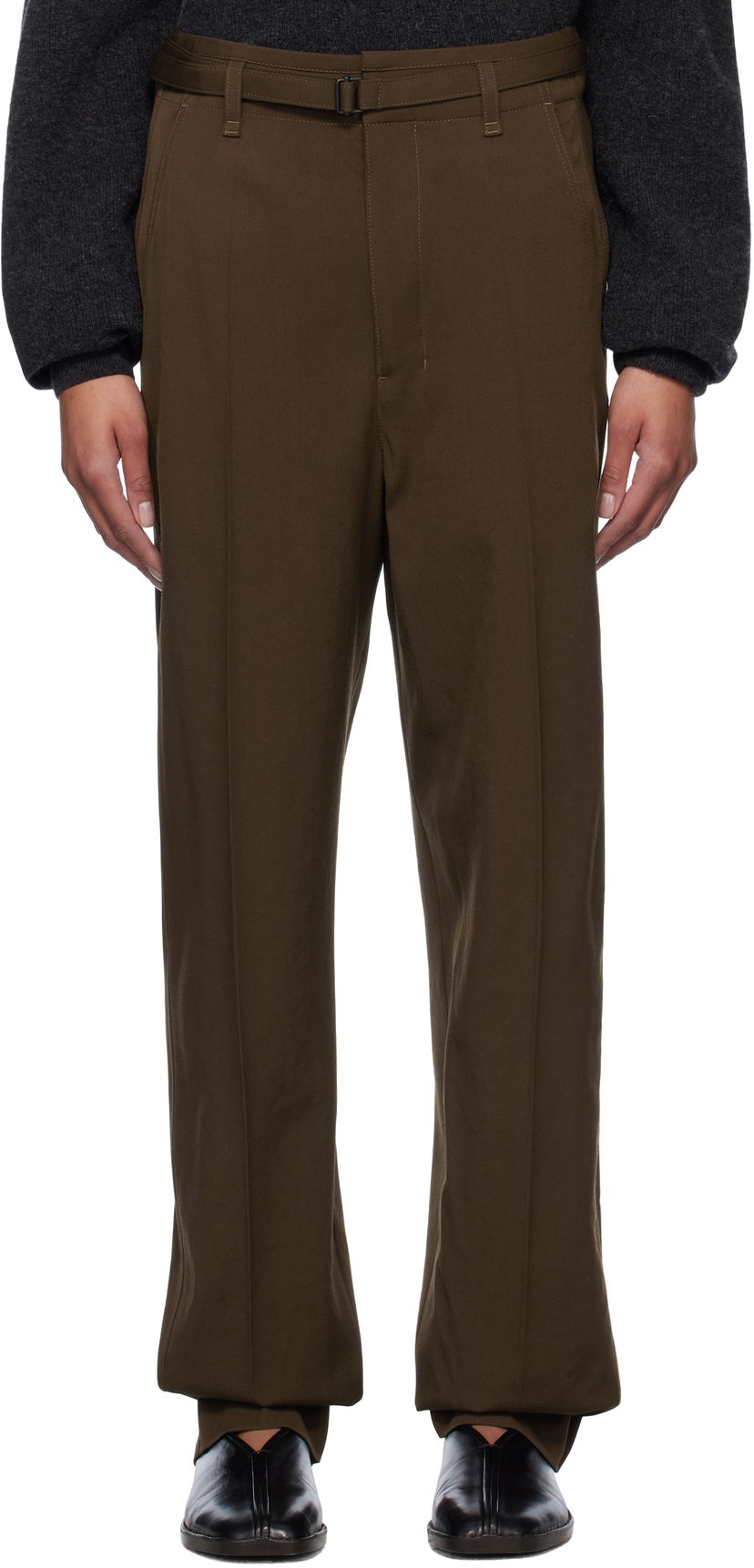 Housut LEMAIRE Lemaire Belted Soft Tailored Trousers Ruskea | PA1155 LF1317
