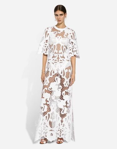 Mekko Dolce & Gabbana Dolce & Gabbana Openwork Embroidered Long Dress Valkoinen | F6JKHZFG6AEW0800, 1