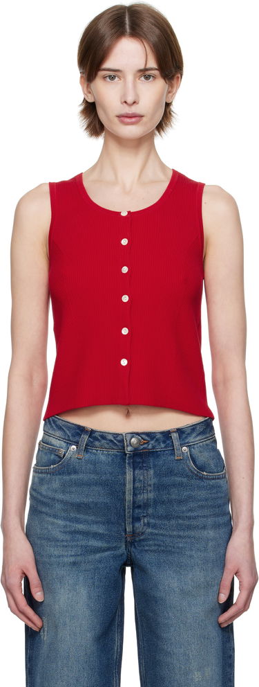 Tankkitoppi A.P.C. A.P.C. Buttoned Cropped Tank Top Punainen | VIALM-F23410, 0