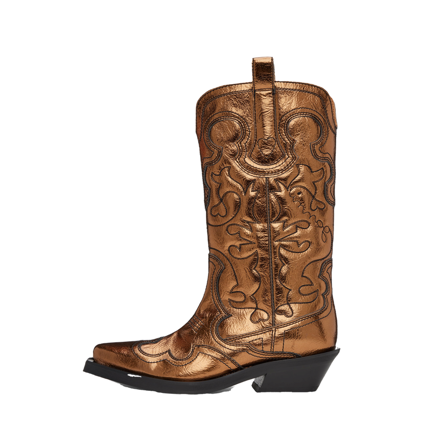 Tennarit ja kengät GANNI Mid Shaft Embroidered Western Boots Ruskea | S2743