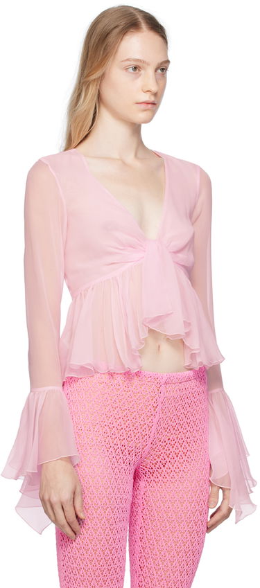 Paita Blumarine Blumarine Ruffled Tie-Front Blouse Vaaleanpunainen | P344C005A, 1
