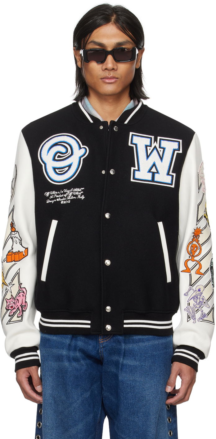 Bomber-takki Off-White Patch Bomber Jacket Musta | OMJA059G23LEA0011001