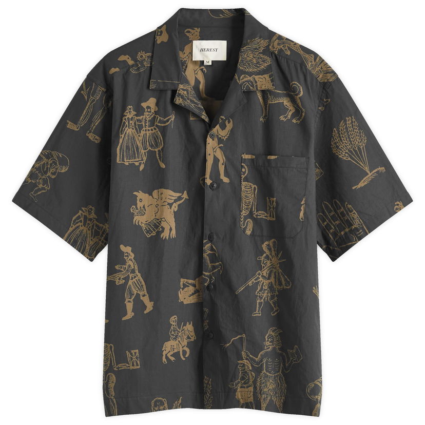 Paita Heresy Woodcut Print Shirt Musta | HSS25-CS02B