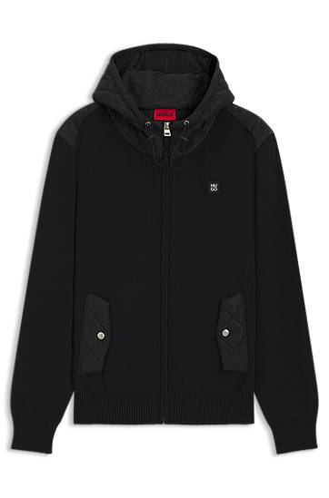 Takki BOSS Regular-fit hooded jacket with quilted details Musta | 50547003