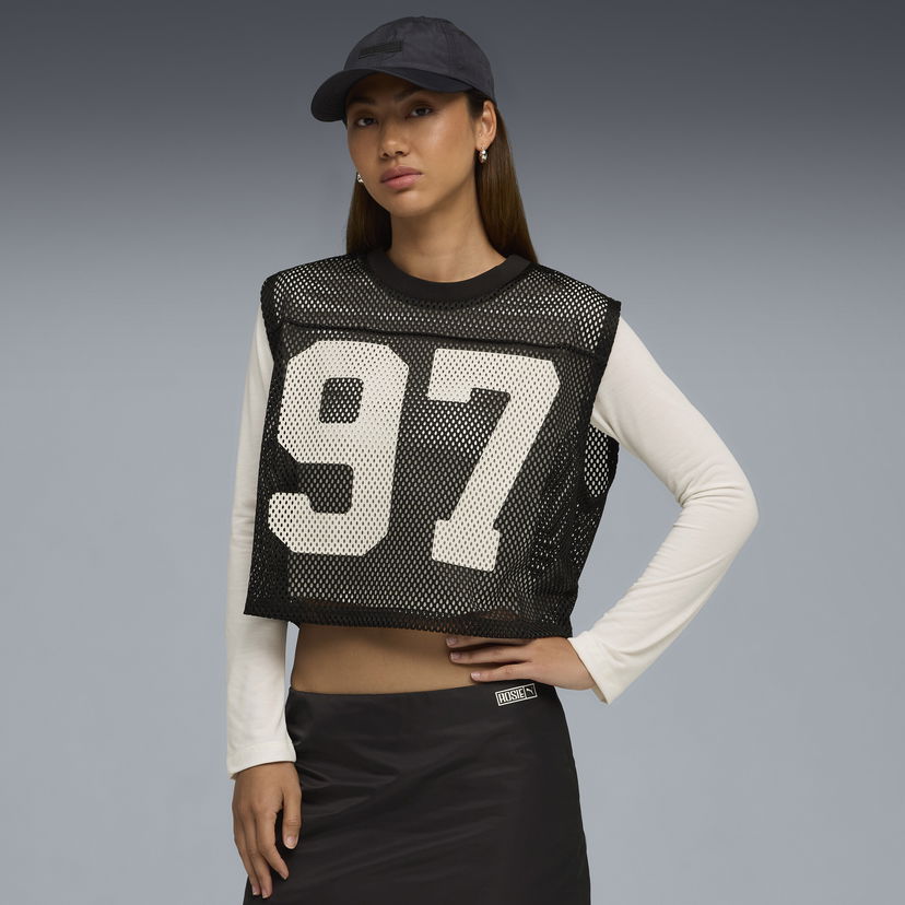 Crop top Puma ROSÉ Cropped Mesh Relaxed Fit T-Shirt Valkoinen | 633804_01