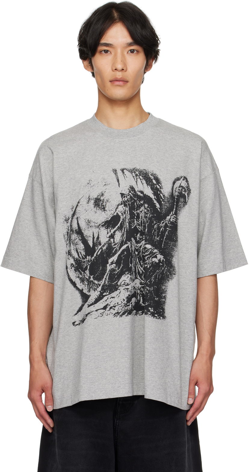 T-paita VETEMENTS Vetements Goth Oversized Graphic T-Shirt Harmaa | UH76TR800G