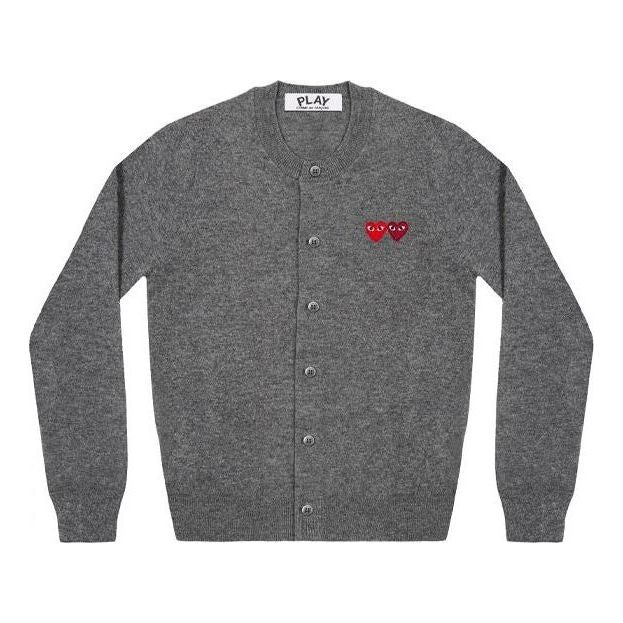 Villapaita Comme des Garçons COMME des GARCONS PLAY Double Heart Cardigan Harmaa | AZ-N057-051-3