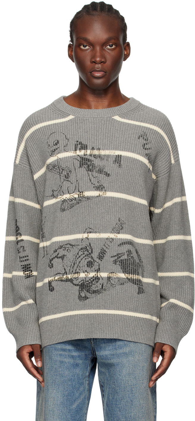 Villapaita R13 R13 Striped Boyfriend Sweater Harmaa | R13MY231-Y148B