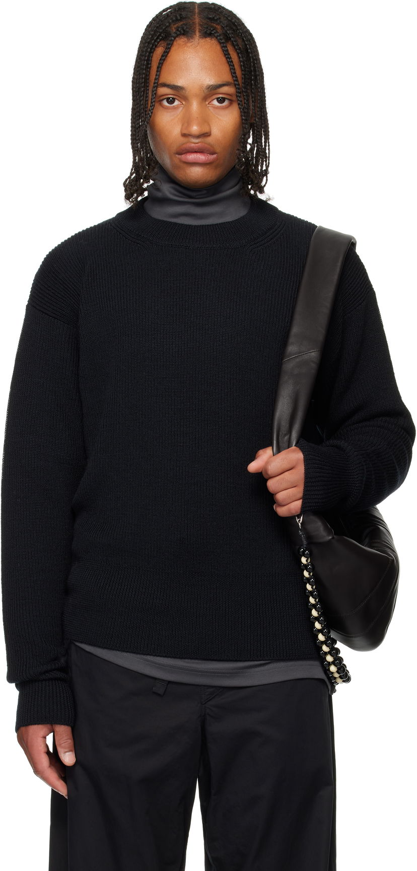 Villapaita LEMAIRE LEMAIRE Boxy Round Neck Sweater Musta | TO1419 LK1042