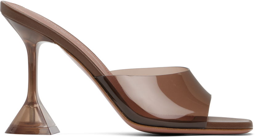 Asusteet Amina Muaddi Amina Muaddi Lupita Glass Slipper Heeled Sandals Ruskea | LUPITA GLASS SLIPPER