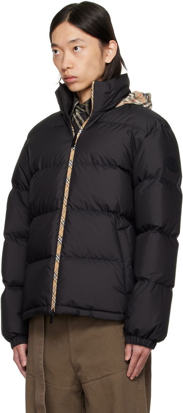 Puffer takki Burberry Burberry Snowdon Checker-Tape Down Jacket Musta | 8113810, 3