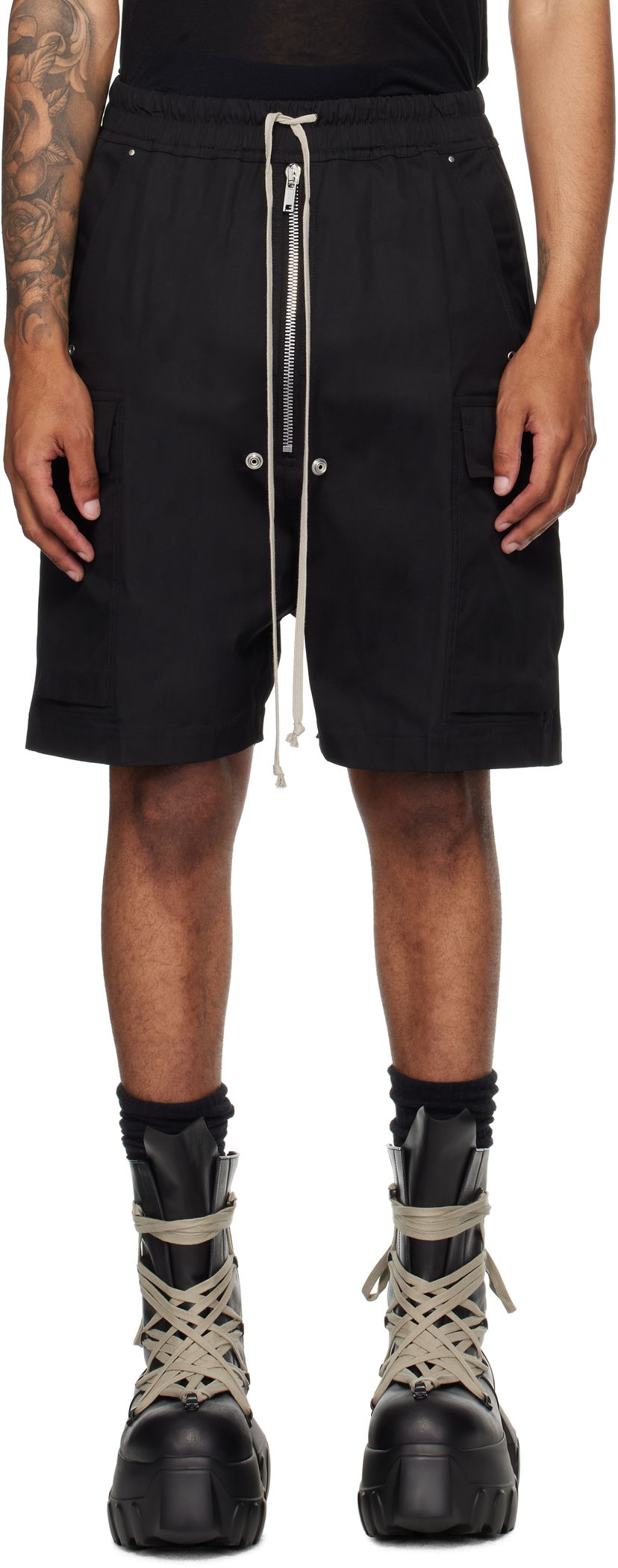 Shortsit Rick Owens Rick Owens Concordians Cargobela Shorts Musta | RU02E1360 TE
