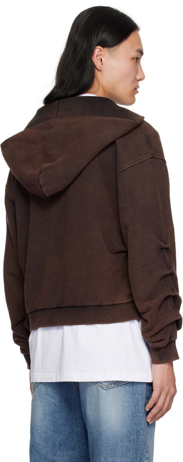 Huppari We11done We11done Wrinkled Zip-Up Hoodie Ruskea | WD-TJ0-25-830-U-BK, 2