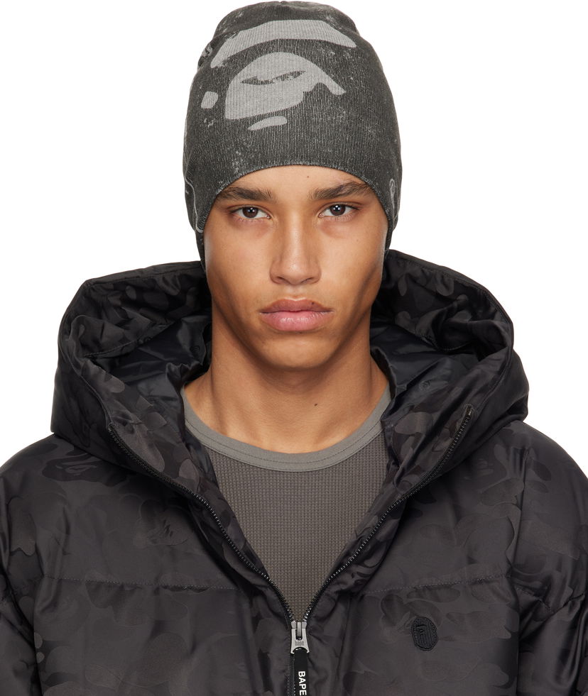 Pipo BAPE A Bathing Ape Ape Head Knit Beanie Harmaa | 001HTK801010M