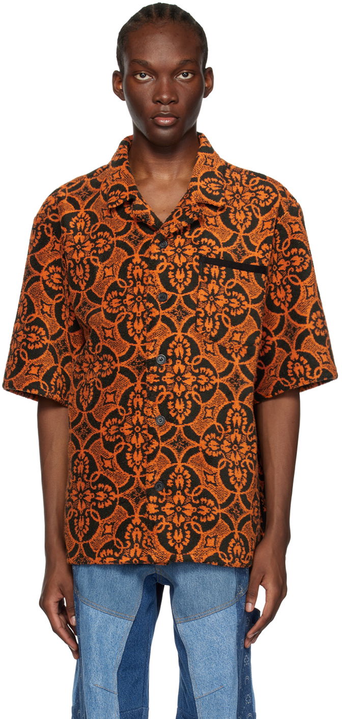 Paita Marine Serre Orange & Black Printed Short Sleeve Shirt Oranssi | T249SS23X