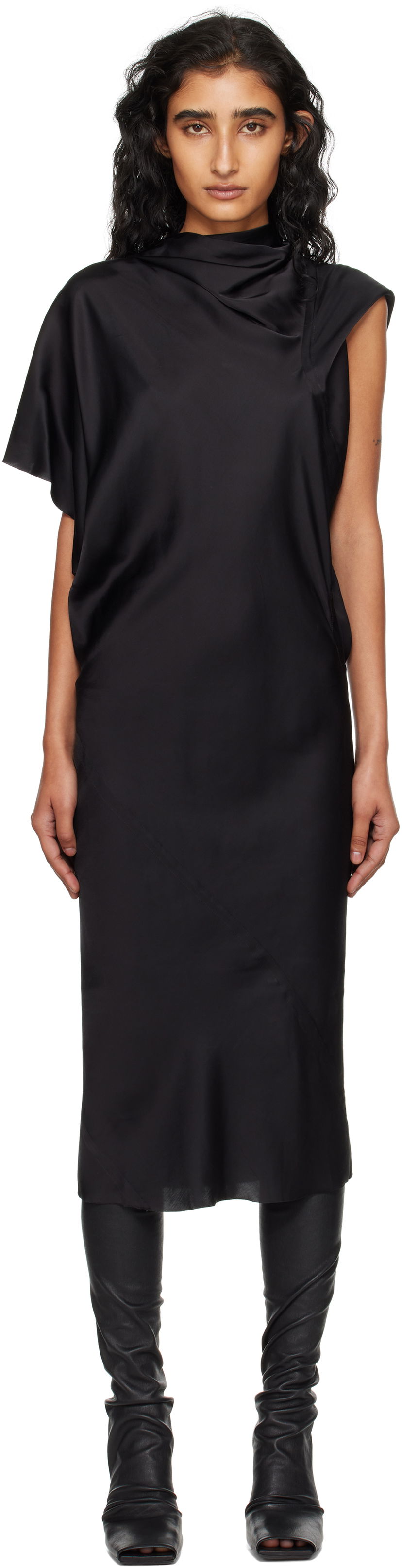 Mekko Rick Owens Rick Owens Concordians Seb Midi Dress Musta | RP02E4543 SCH