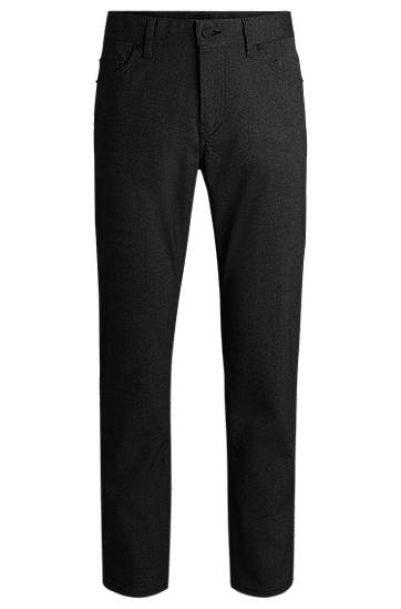 Housut BOSS Maine Regular-Fit Anti-Wrinkle Mouliné Twill Trousers Musta | 50519767