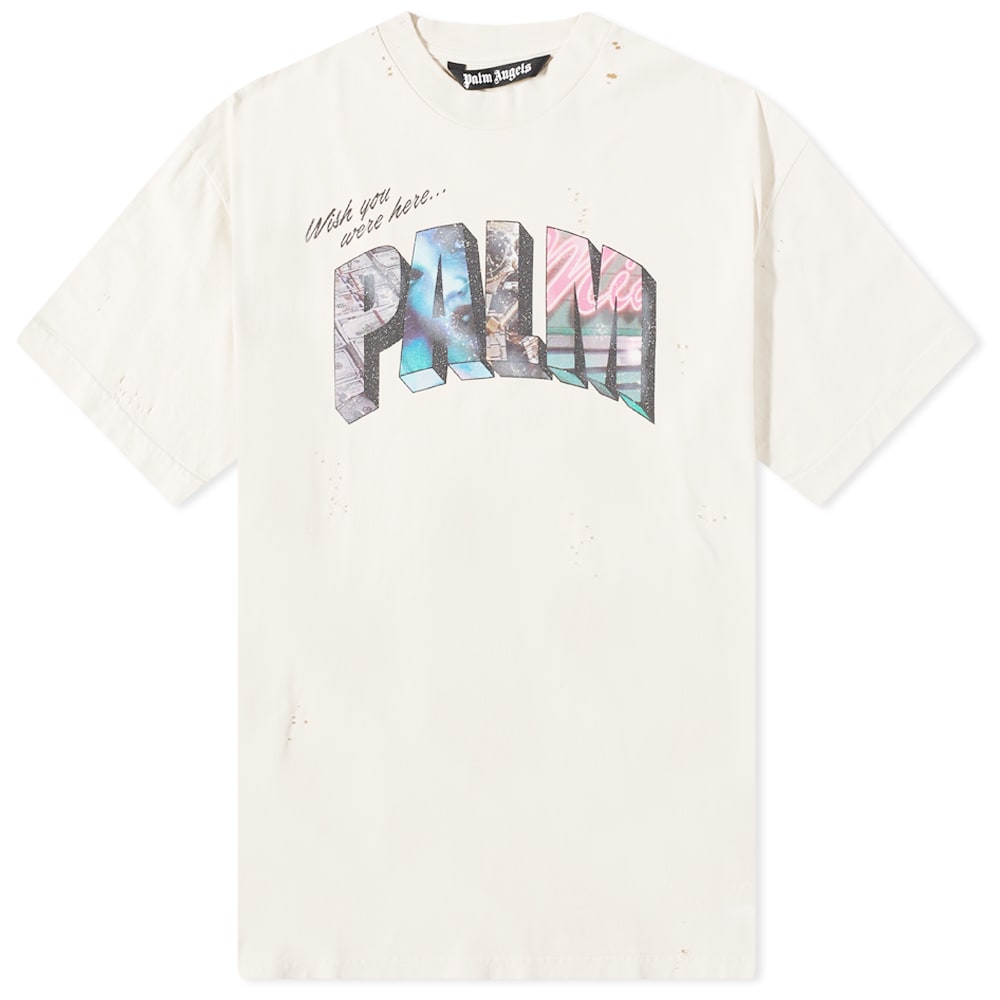 T-paita Palm Angels Sign Tee Valkoinen | PMAA072S23JER0020184, 0
