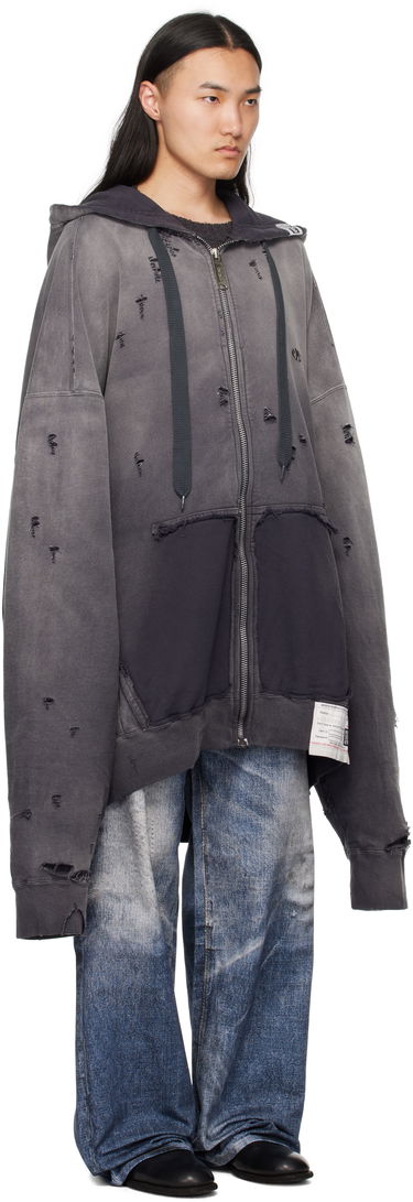 Huppari Maison MIHARA YASUHIRO Maison MIHARA YASUHIRO Sun Faded Distressed Zip Hoodie Harmaa | A14PK531, 1