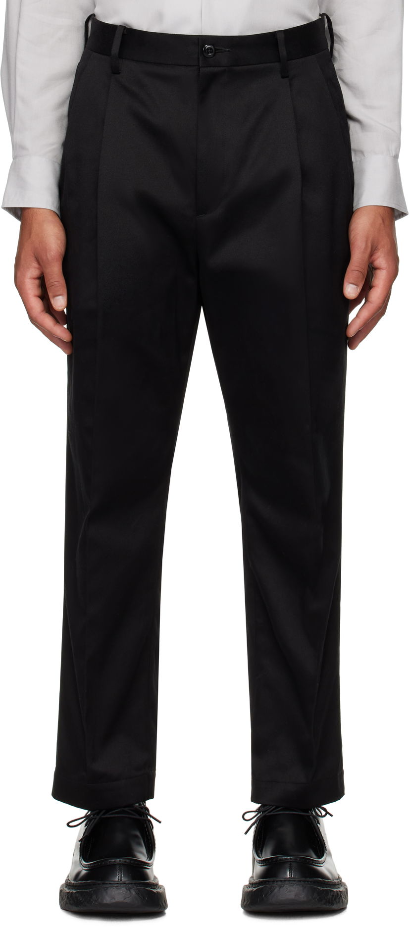 Housut WACKO MARIA Double Pleated Chino Trousers Musta | 24FW-WMP-PT02
