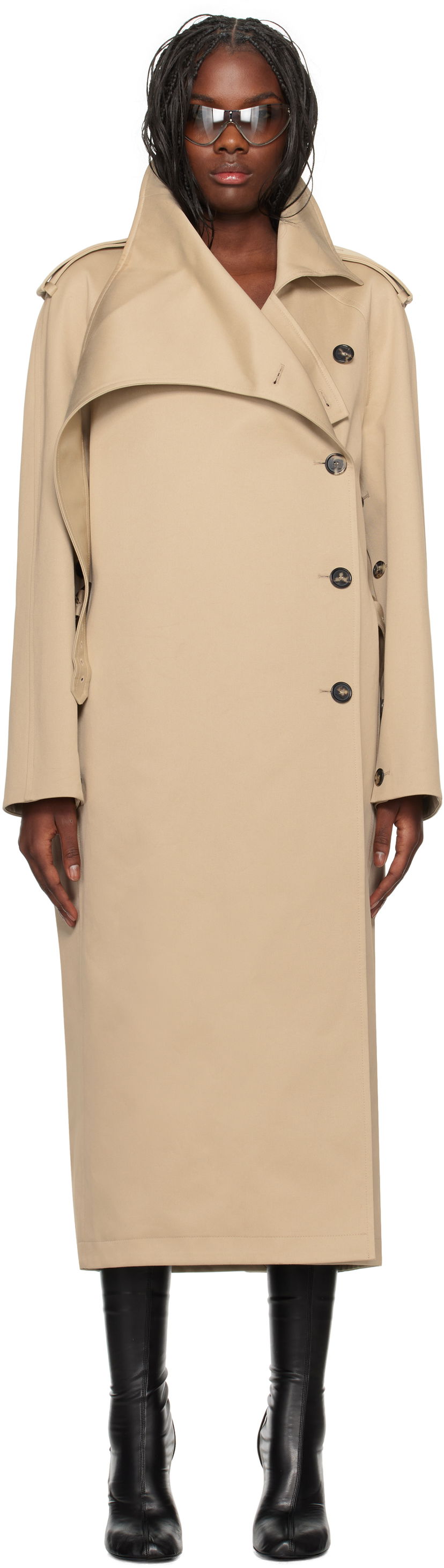 Trenssitakki Courrèges Courrèges Long Oblique Trench Coat Beige | 424CMA178CO0131