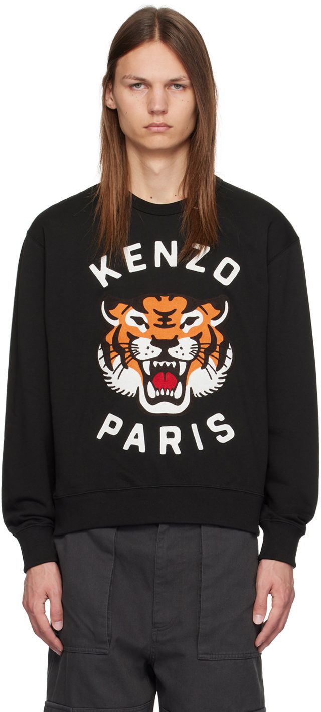 Huppari KENZO Black Paris Lucky Tiger Sweatshirt Musta | FE68SW1064MF