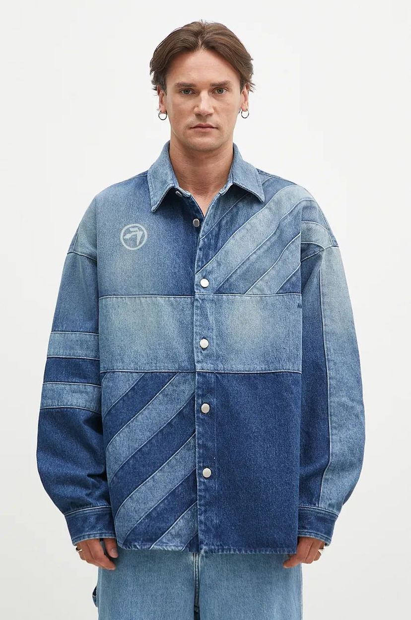 Paita Ambush Patchwork Denim Shirt Oversize Sininen | BMYD003F24DEN0014400