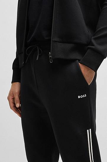 Verryttelypuku BOSS Regular-Fit Tracksuit with Stripe Inserts Musta | 50533738, 1