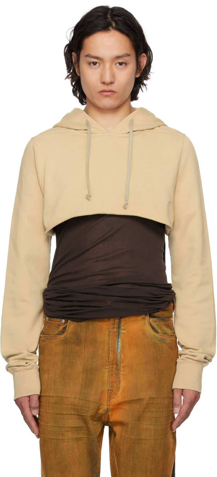 Huppari Rick Owens Rick Owens DRKSHDW Hollywood Cropped Hoodie Beige | DU01E3257 FP