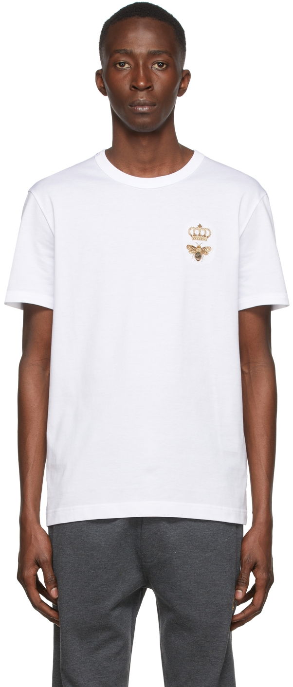 T-paita Dolce & Gabbana White Embroidery T-Shirt Valkoinen | G8JX7Z G7WUQ