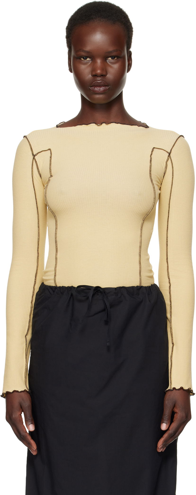 Villapaita Baserange Baserange Omato Long Sleeve T-Shirt Beige | TTML-RB-SP25
