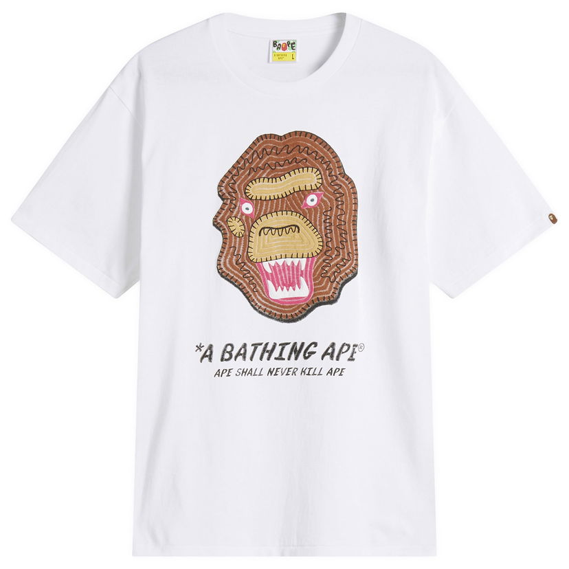 T-paita BAPE A Bathing Ape Embroidery Souvenir Logo T-Shirt, Size Large Valkoinen | 001TEL301049M-WHT
