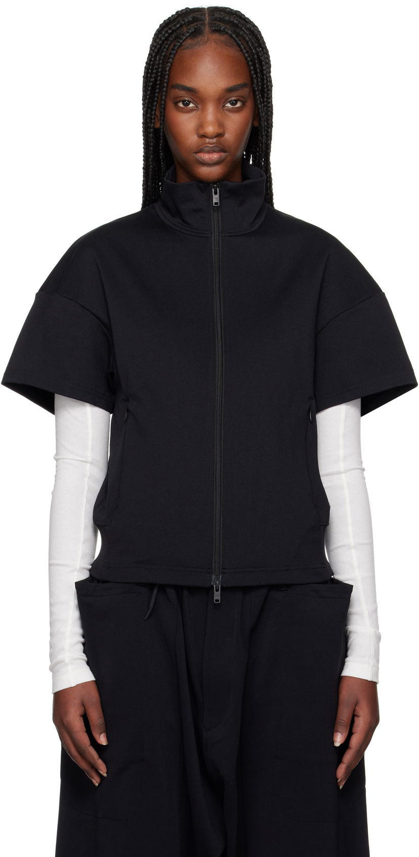 Liivi Y-3 Y-3 3S Short Sleeve Zip-Up Shirt Musta | JN4984
