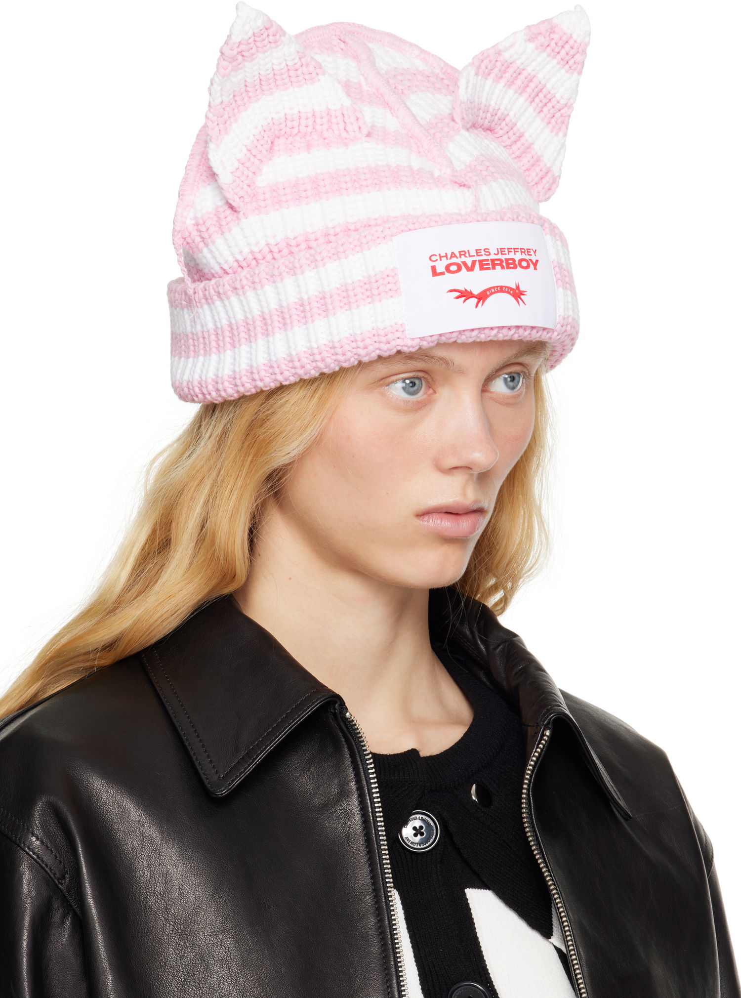 Pipo Charles Jeffrey Loverboy Charles Jeffrey LOVERBOY Chunky Ears Knit Beanie Vaaleanpunainen | 54131402, 1