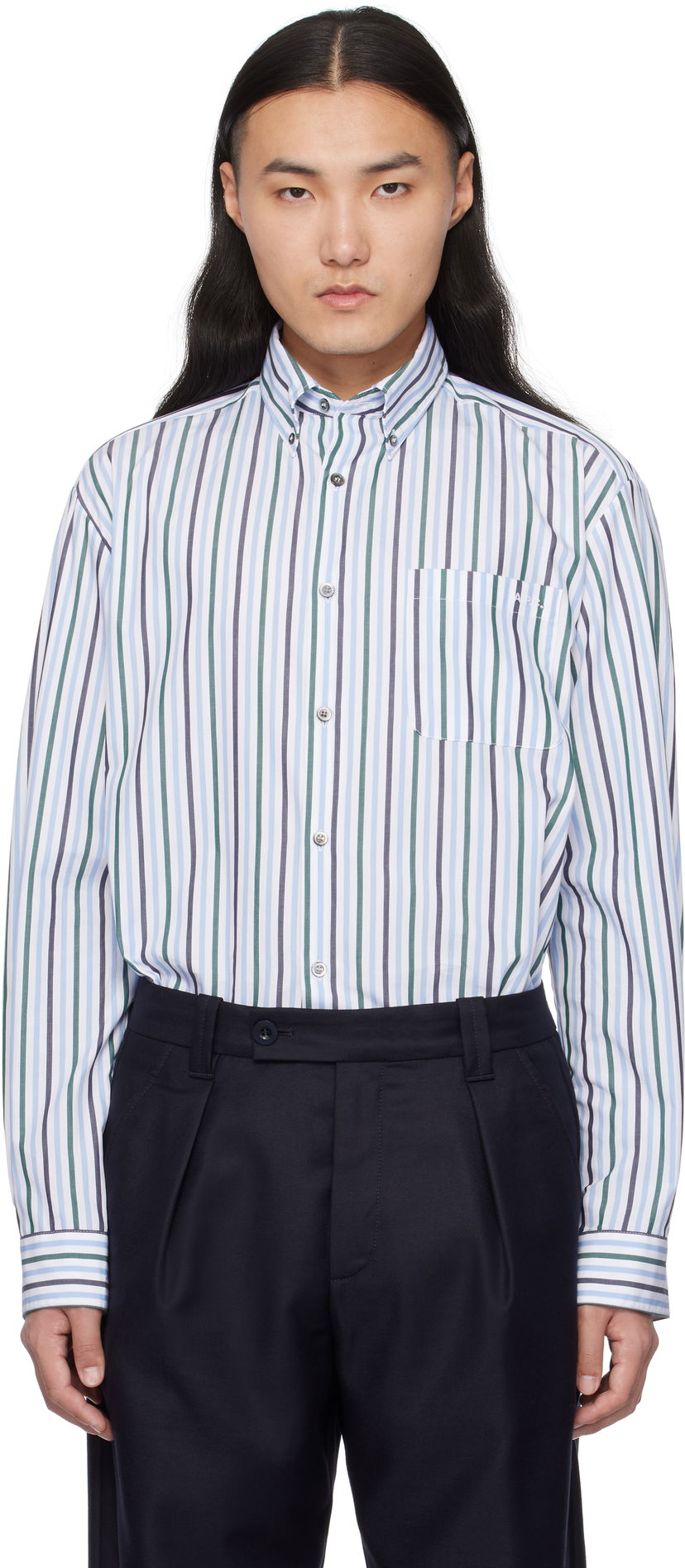 Paita A.P.C. Striped Logo Shirt Valkoinen | COHEI-H12599