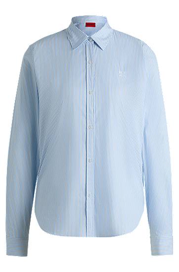 Paita BOSS Regular-Fit Striped Cotton-Blend Blouse Sininen | 50539864