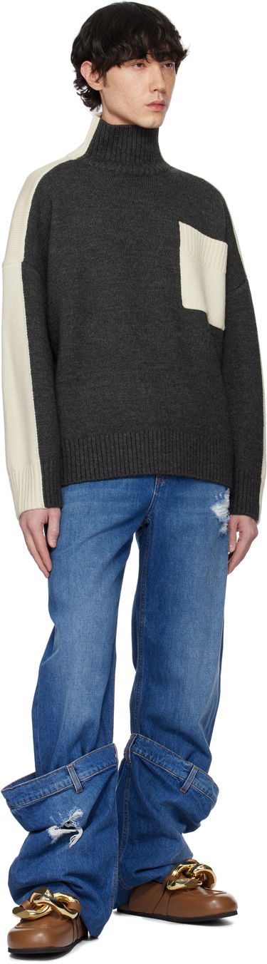Villapaita JW Anderson JW Anderson Dual Tone Turtleneck with Patch Pocket Harmaa | KW1308-YN0367, 3