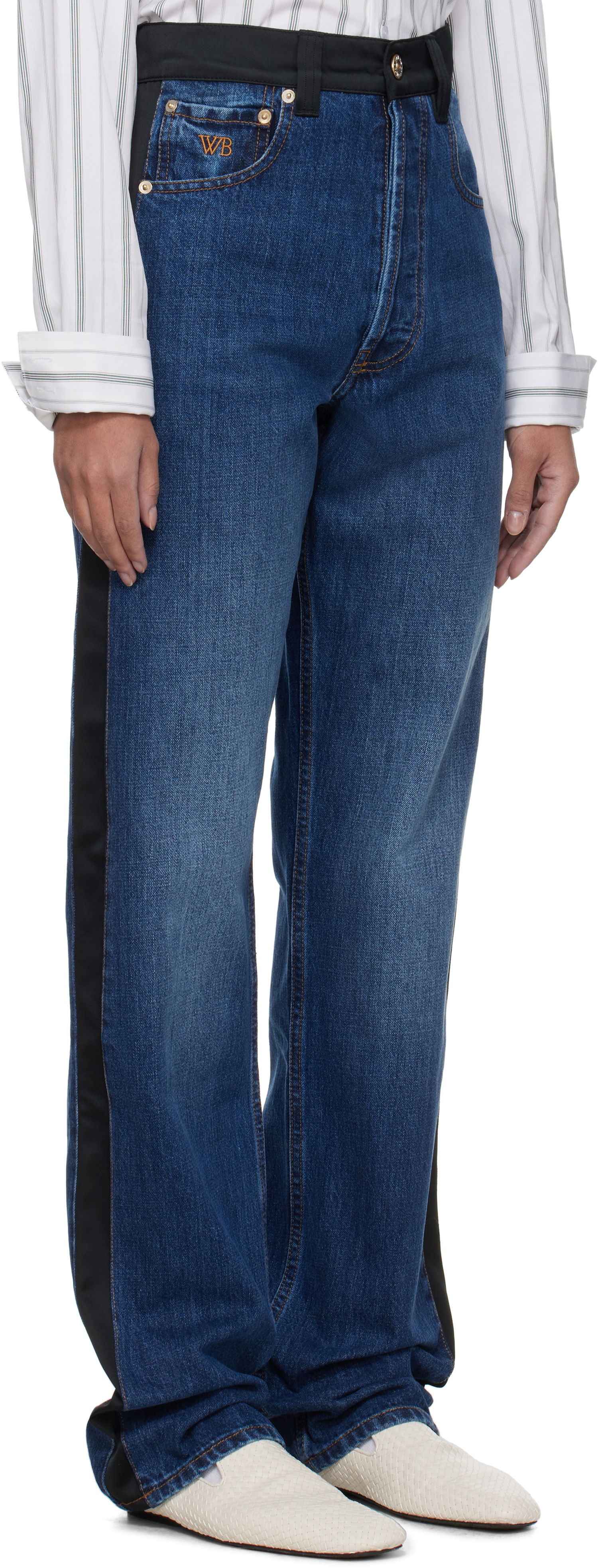 Jeans Wales Bonner Wales Bonner Echo Panelled Jeans Sininen | US25DE02-DE01-599-S, 1