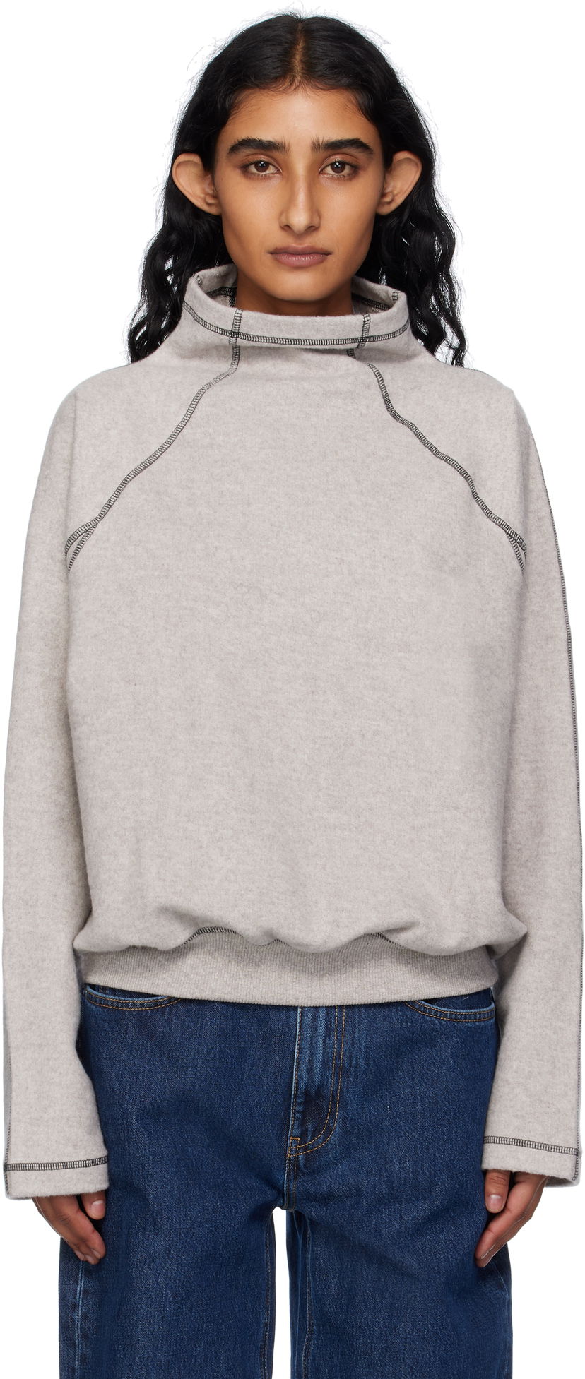 Villapaita Baserange Baserange Fold Turtleneck Top Harmaa | PUFOT-RCF-AU25