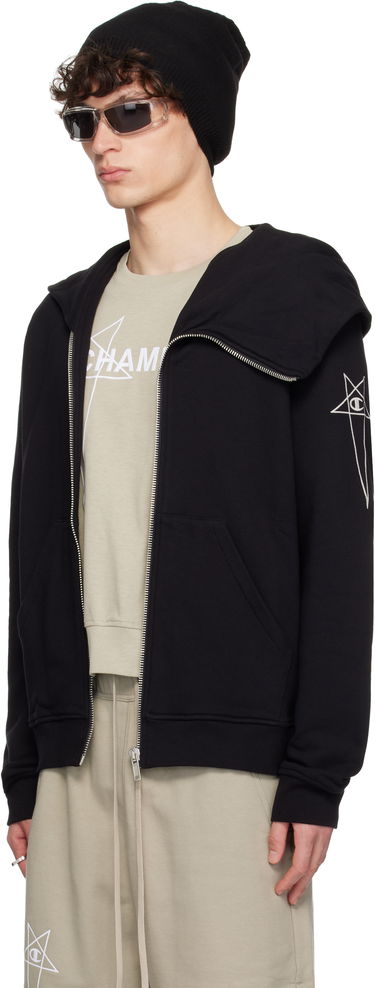 Huppari Rick Owens Rick Owens Champion Edition Mountain Hoodie Musta | CM01E1665 CHFE FELPA, 3