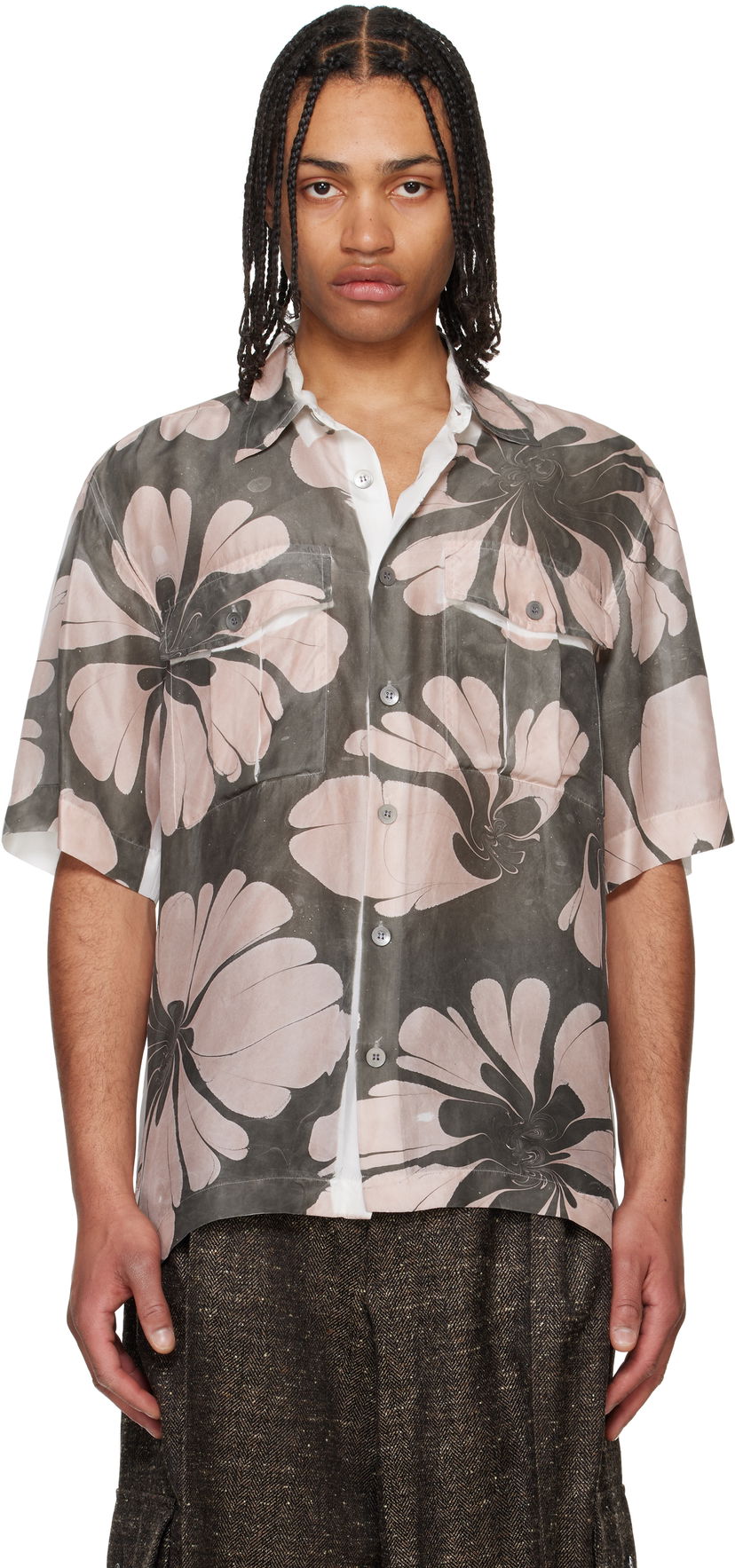 Paita Dries Van Noten Dries Van Noten Dessin Print Shirt Harmaa | 251-020724-1197