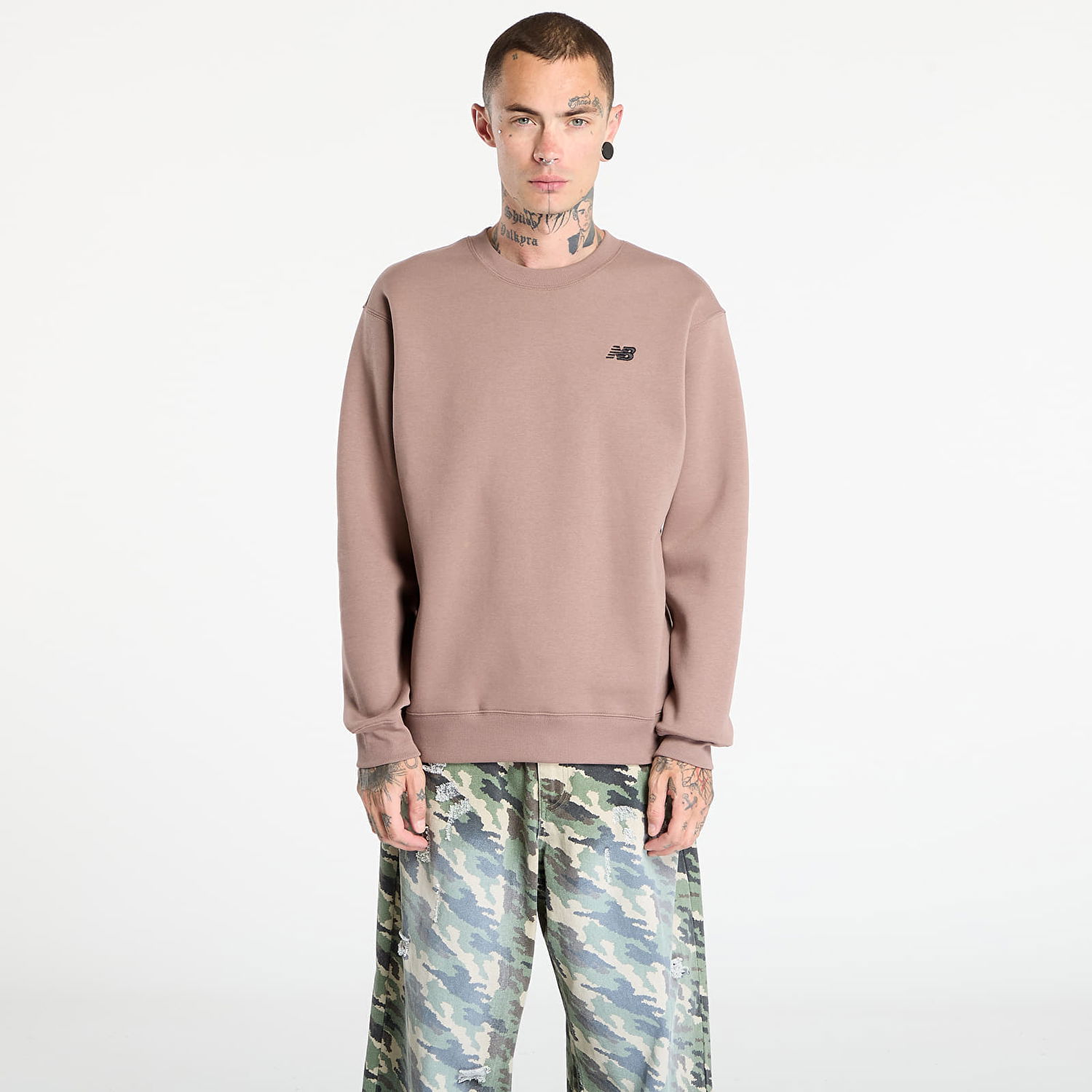 Huppari New Balance New Balance Linear Graphic Fleece Crew Sweatshirt Ruskea | MT53529EAS, 0