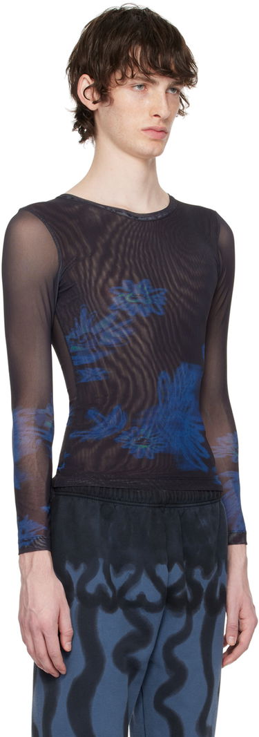 T-paita Collina Strada Collina Strada Cardio Floral Mesh Long Sleeve T-Shirt Musta | XX3341, 1
